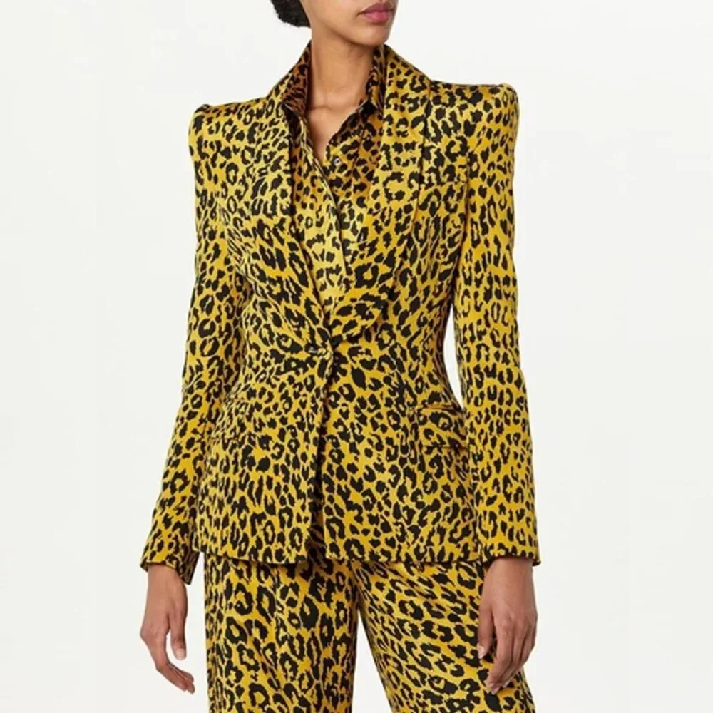SERGIO HUDSON 100% Silk Cheetah Print Blazer - Picture 2 of 15